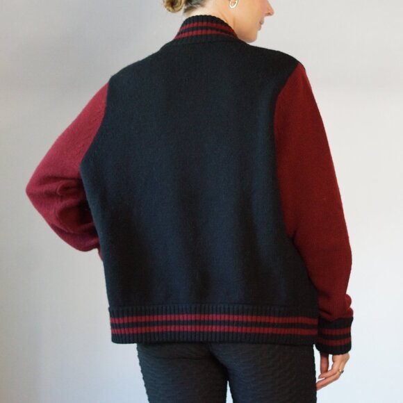 NWT Marc Jacobs Women's Varsity Cashmere Blend Bomber Sweater, Sz Small - Picture 3 of 14